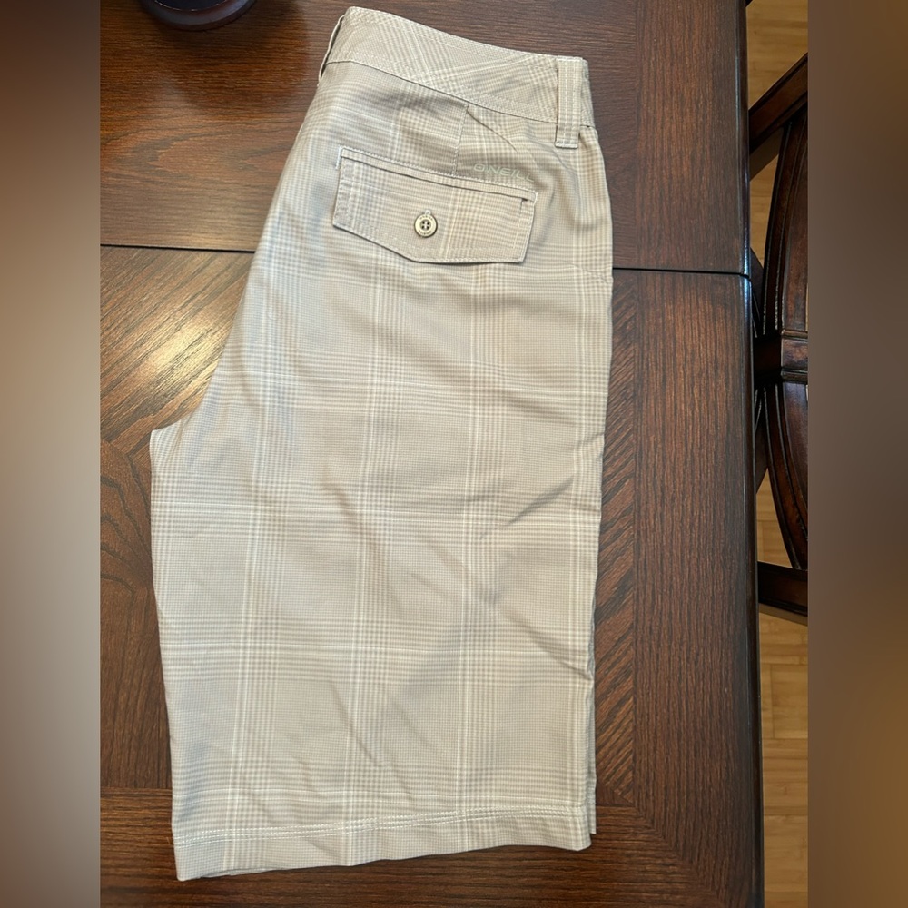 O'Neill Tan Plaid Hybrid Shorts